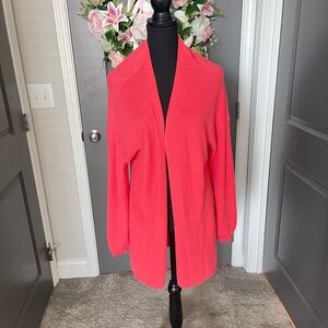 Women's Coral Open Front Sweater Size L